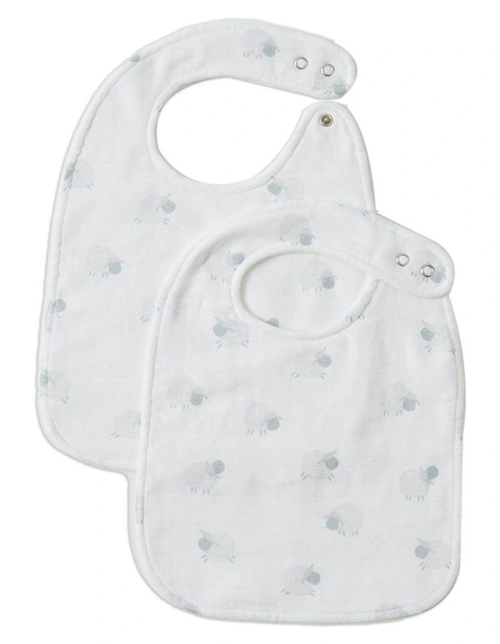 In the Meadow Muslin Bib 2 Piece Set in White image 1