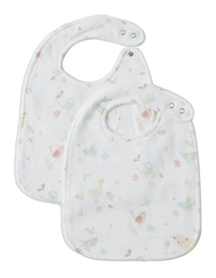 Birdy Muslin Bib 2 Piece Set in White