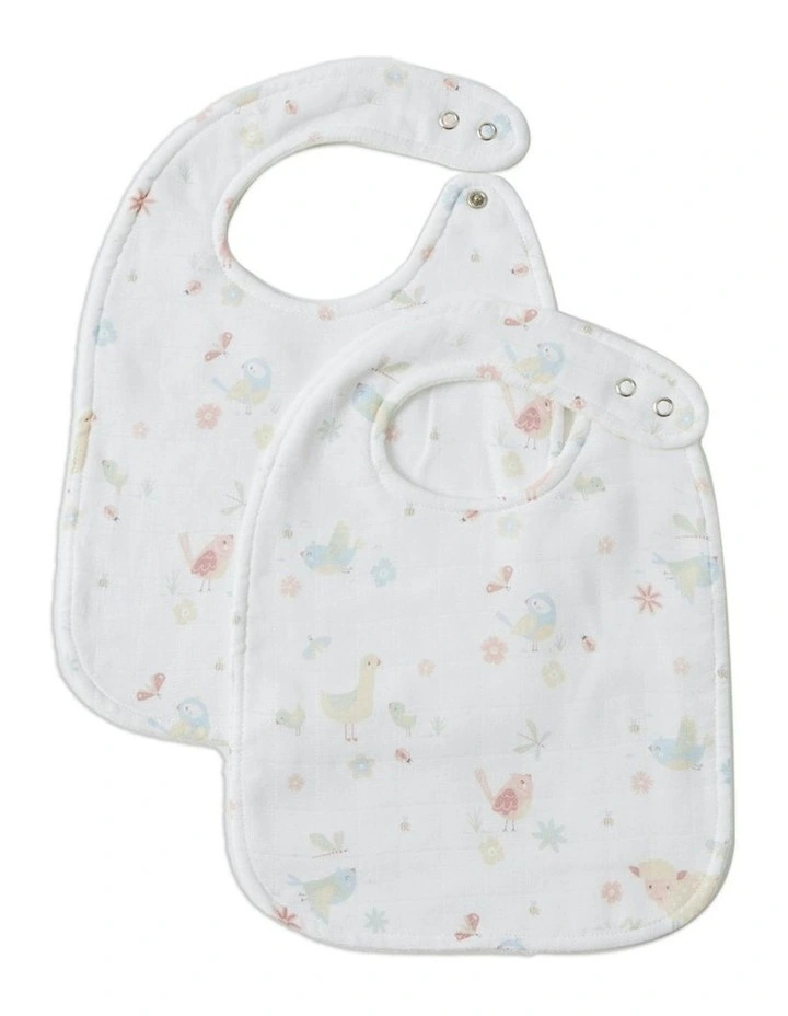 Birdy Muslin Bib 2 Piece Set in White image 1