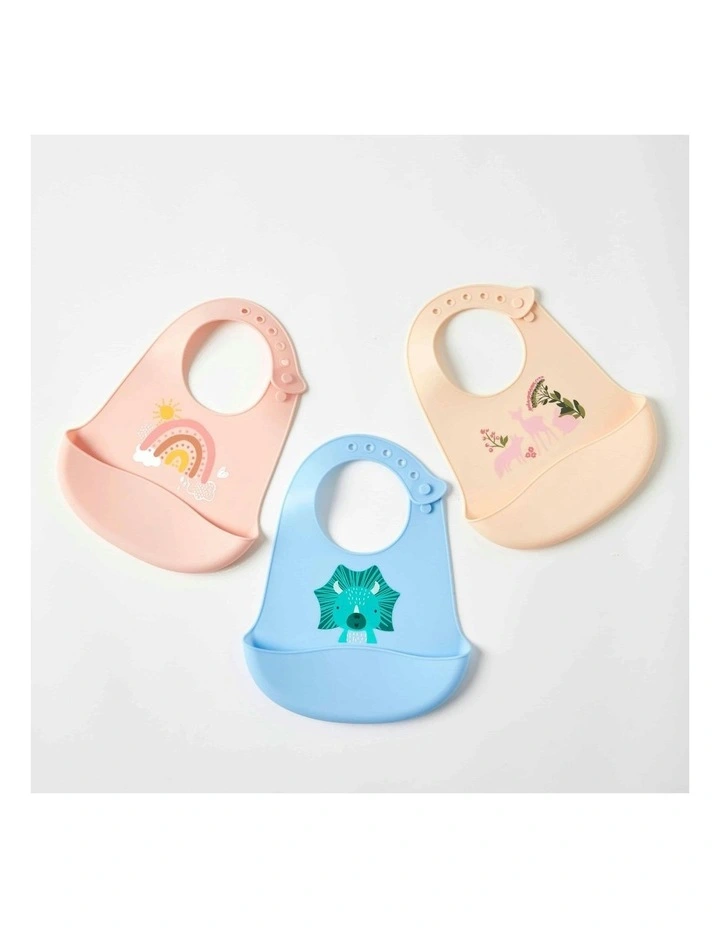 Whimsical Adjustable Soft Silicone 24cm Bib in Pink image 2