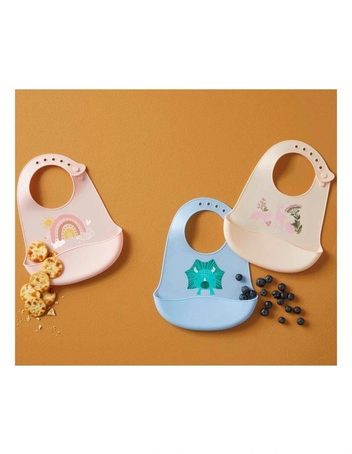 Whimsical Adjustable Soft Silicone 24cm Bib in Pink image 3