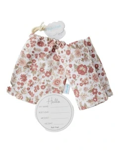 Juliet Cotton Muslin Wrap & Arrival Card With Bag 2 Pieces in Pink