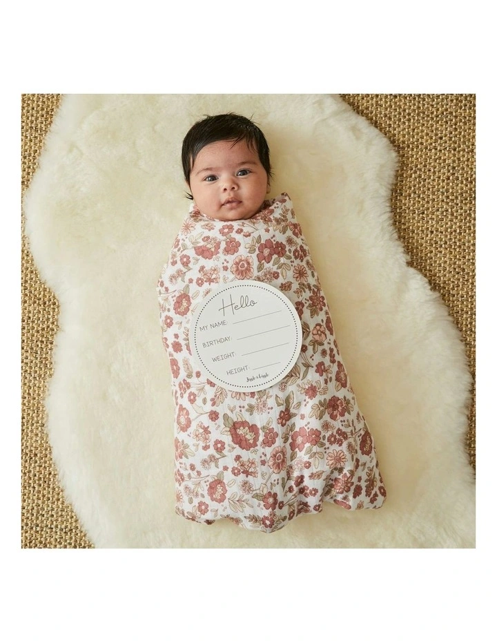 Juliet Cotton Muslin Wrap & Arrival Card With Bag 2 Pieces in Pink image 2