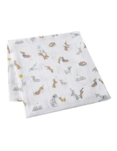 Puppy Play Lightweight Muslin Wrap 120x120cm (0years +) in White