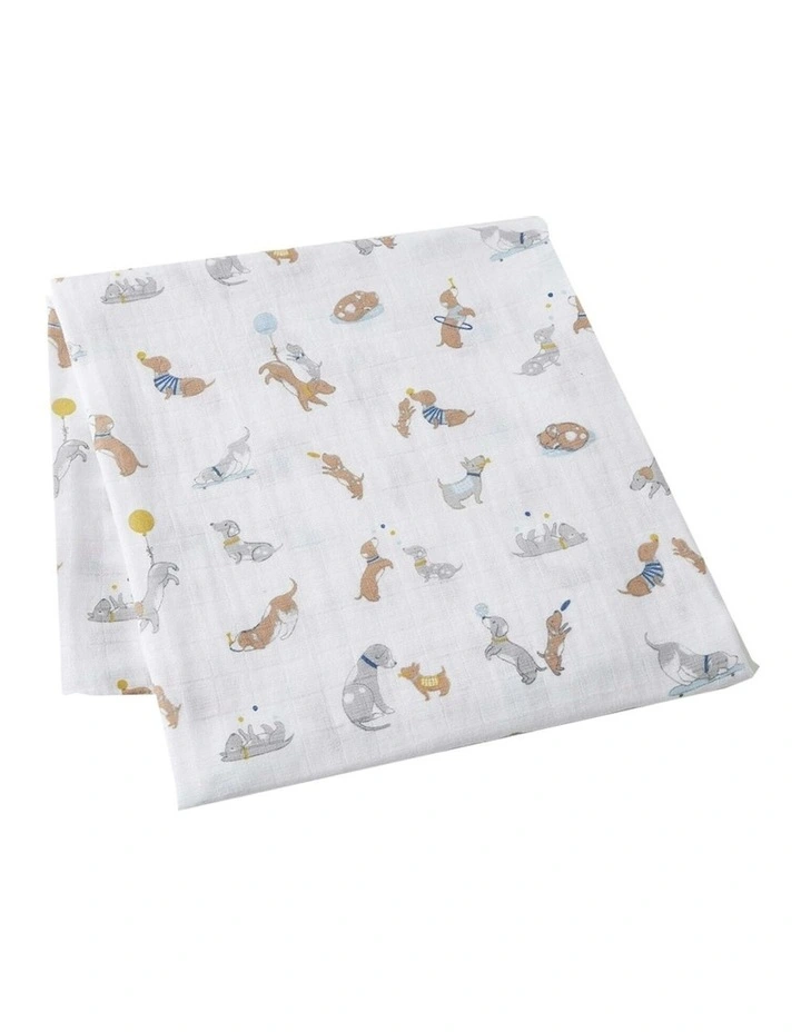 Puppy Play Lightweight Muslin Wrap 120x120cm (0years +) in White image 1