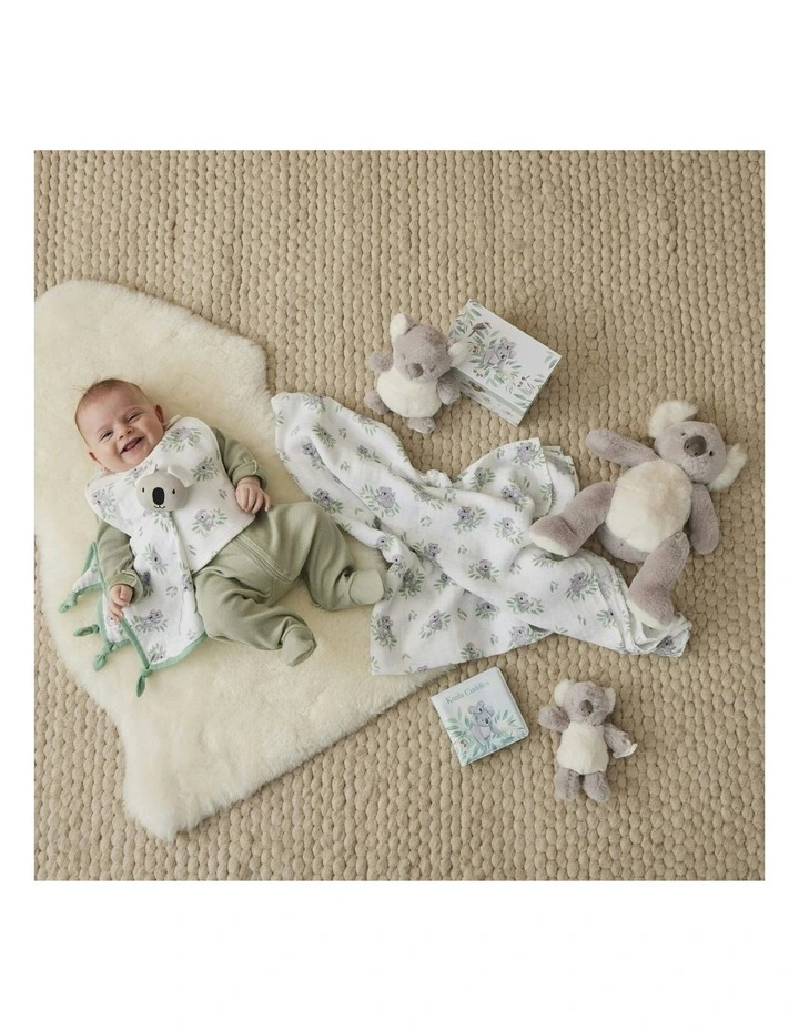 Koala Cuddles Lightweight Muslin Wrap 120x120cm in White image 3