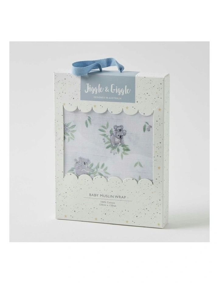 Koala Cuddles Lightweight Muslin Wrap 120x120cm in White image 5
