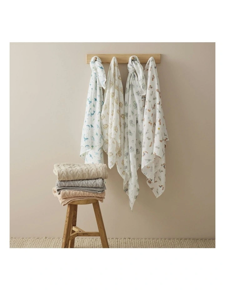 Koala Cuddles Lightweight Muslin Wrap 120x120cm in White image 6
