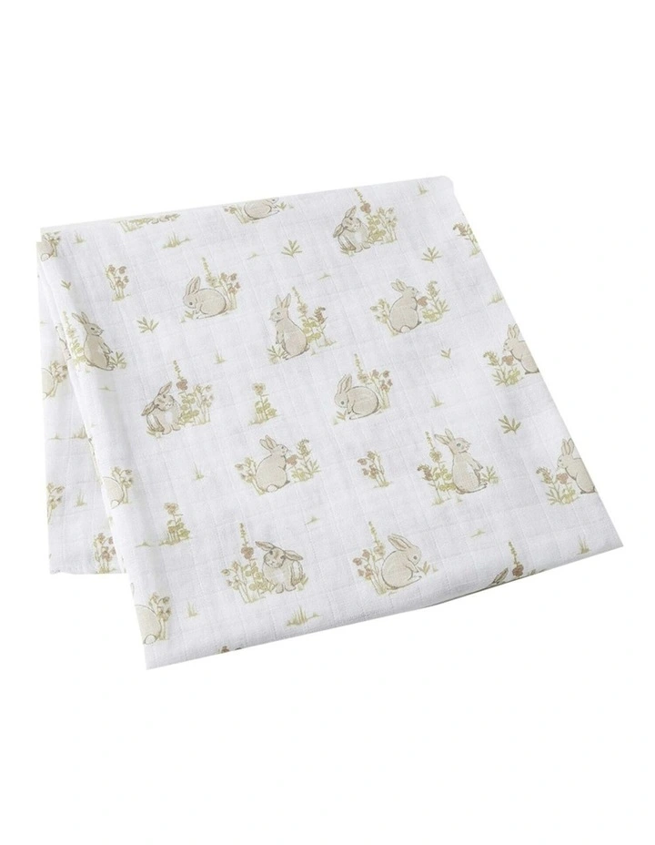 Some Bunny Loves You Muslin Wrap 120x120cm (0Years+) in White image 1