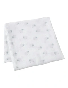Cotton In the Meadow Muslin Wrap Blanket in White