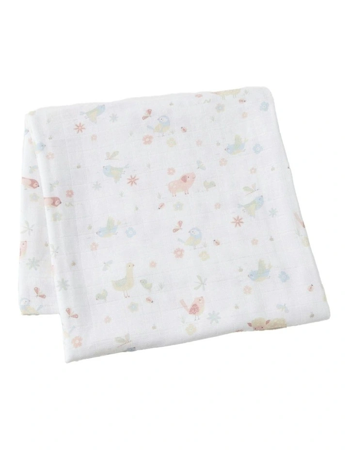 Cotton Birdy Muslin Wrap in White image 1