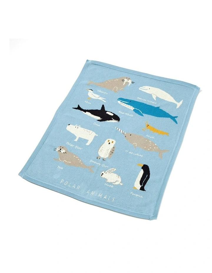 Cotton Aurora Knitted Blanket (0Month+) 100cm in Blue image 1