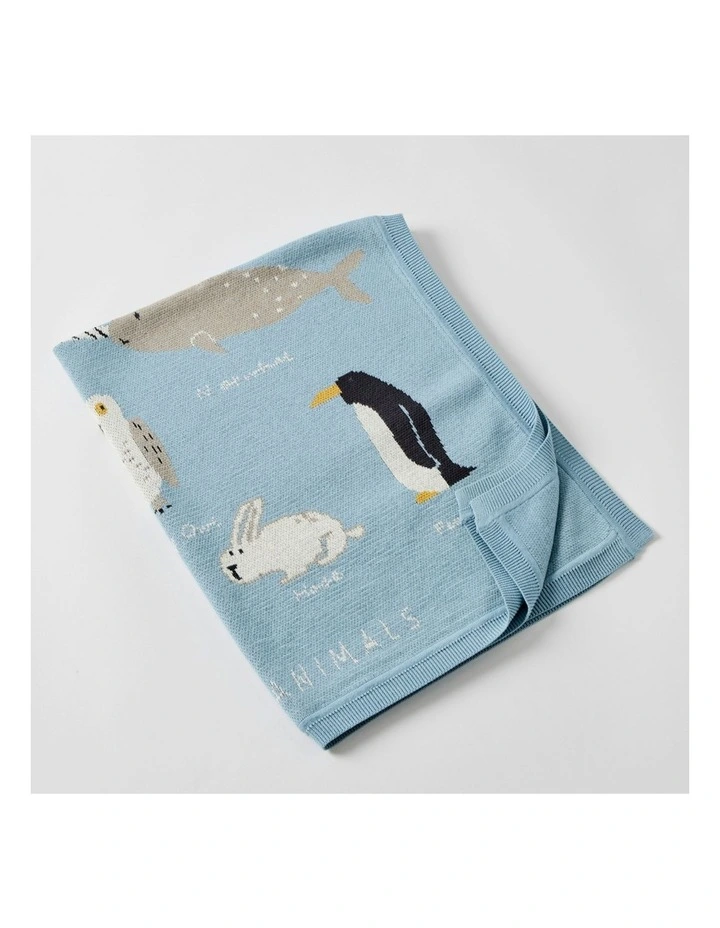 Cotton Aurora Knitted Blanket (0Month+) 100cm in Blue image 2