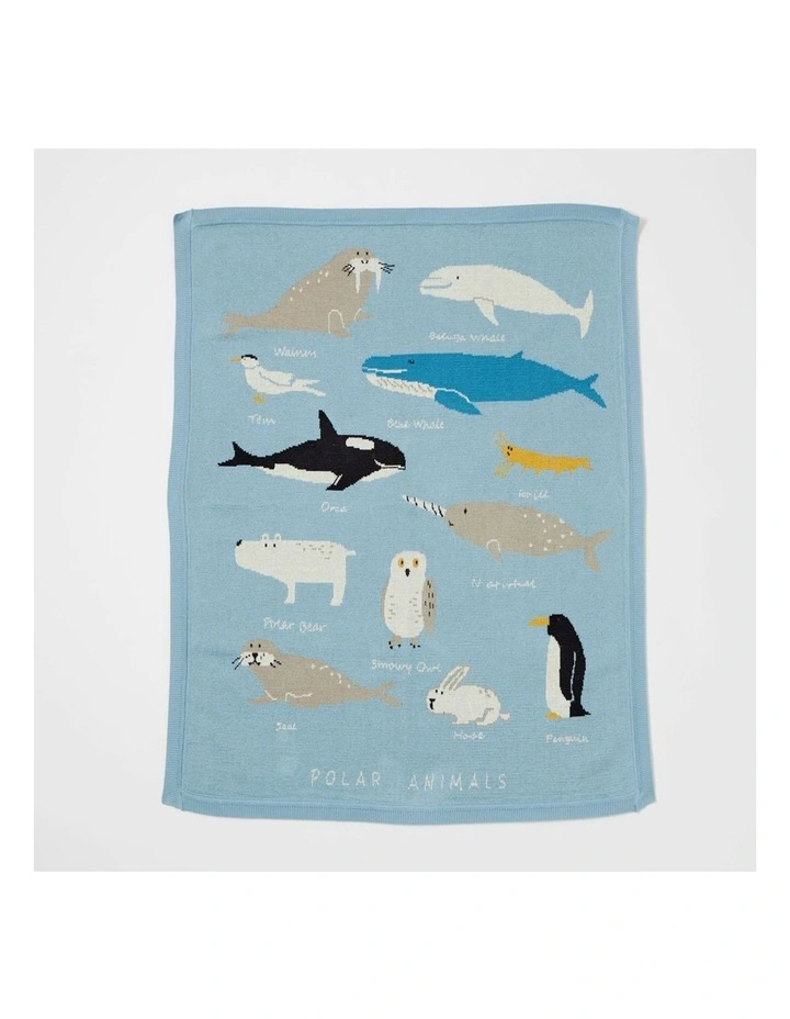Cotton Aurora Knitted Blanket (0Month+) 100cm in Blue image 3