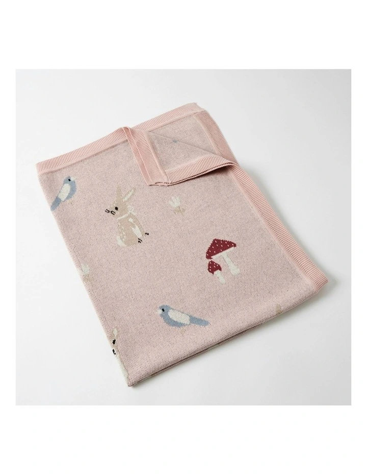 Cotton Enchanted Knitted Blanket 100cm (0Months+) in Pink image 2