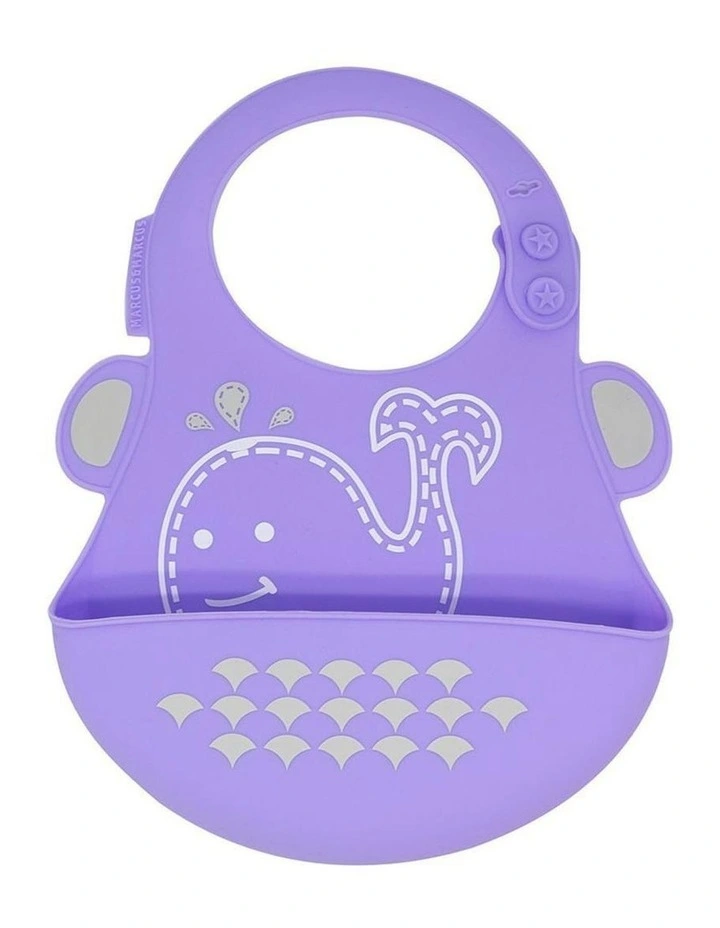 Bib Willo Whale Soft Silicone With Crumb Catcher 6m+ in Lilac image 1