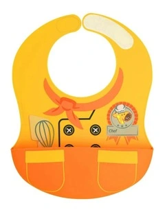 Little Chef Wide Bib Food Catcher 6m+ in Loal Orange