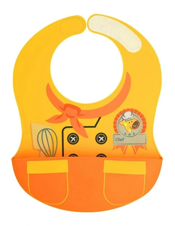 Little Chef Wide Bib Food Catcher 6m+ in Loal Orange image 1