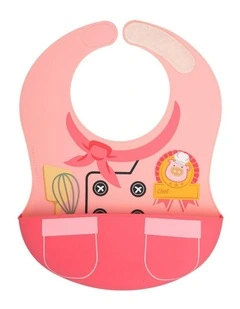 Little Chef Wide Bib Food Catcher 6m+ in Pokey Pink