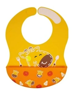 Wide Bpa Free Silicone Bib Food Catcher 6m+ in Yellow