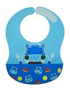 Wide BPA Free Silicone Bib Food Catcher 6m*#43; in Blue