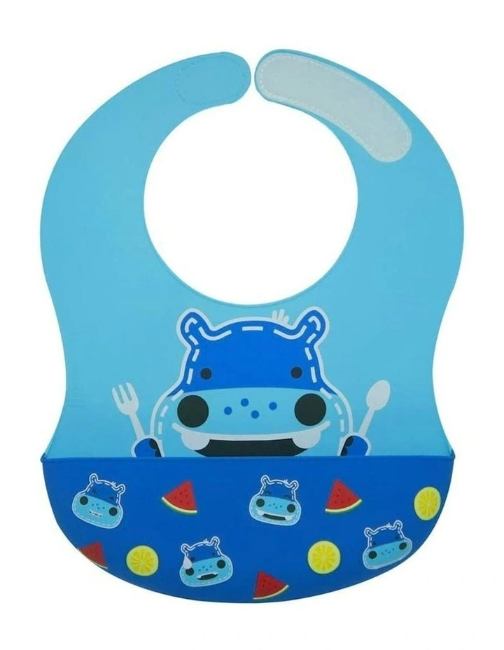Wide BPA Free Silicone Bib Food Catcher 6m*#43; in Blue image 1