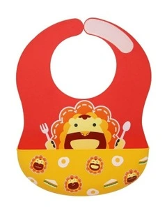 Lion Wide Coverage Silicone Bib 6m+ in Red