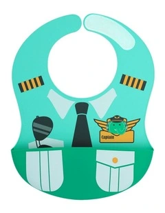 Little Pilot Wide Bib Food Catcher 6m+ in Ollie Aqua