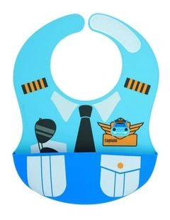 Little Pilot Wide Bib Food Catcher 6m+ in Lucas Blue
