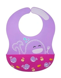 Willo Whale Wide Coverage Silicone Bib 6m+ in Lilac