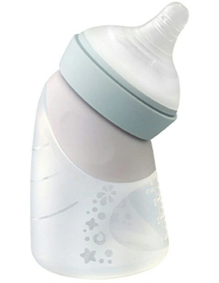 Silicone Angled Feeding Bottle And Spoon in Green image 3