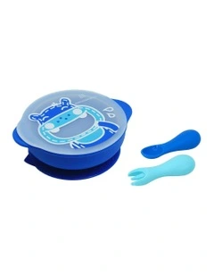Toddler First Self Cutlery Set (12months+) 3 Pieces in Hippo Blue