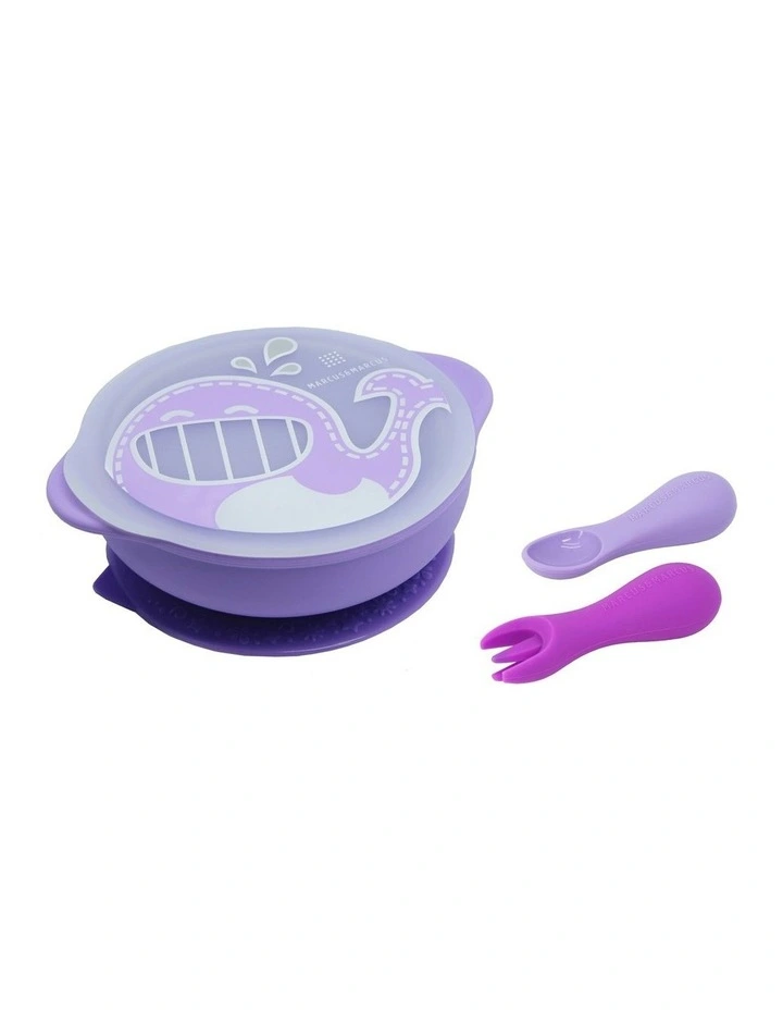 Toddler First Self Feeding Bowl Set (12months+) 3 Pieces in Lilac Whale image 1