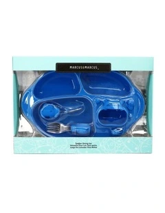 Toddler Silicone Dining Plate Set (18 months+) in Blue Hippo