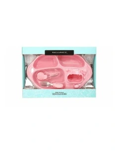 Toddler Silicone Dining Plate Set (18 months+) in Pink