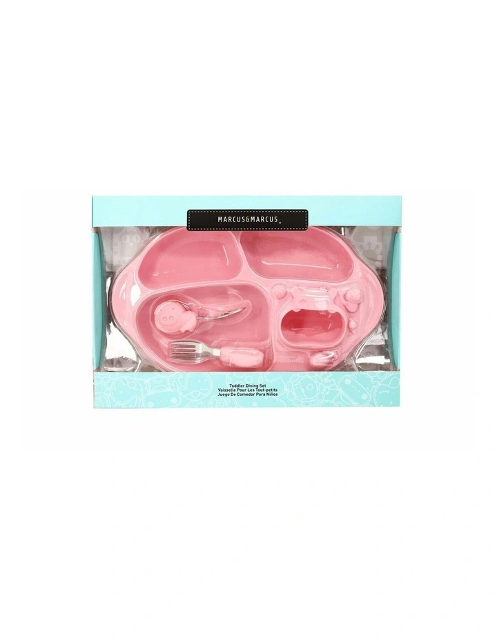 Toddler Silicone Dining Plate Set (18 months+) in Pink image 1