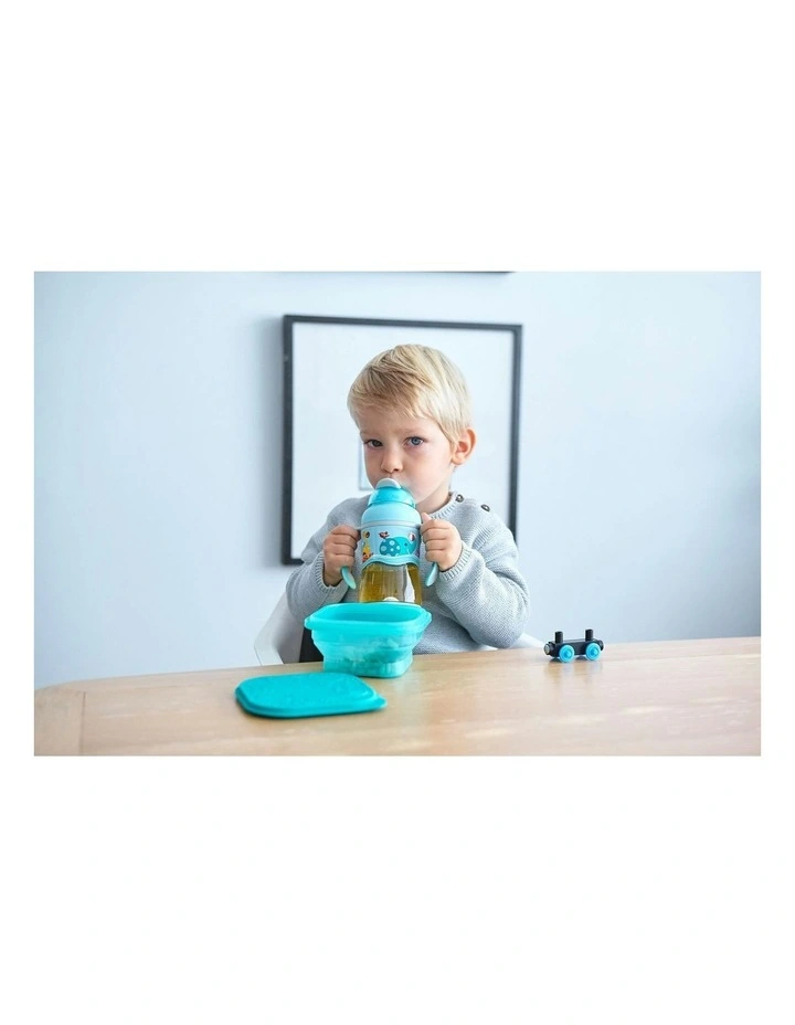 2-Stage Tritan Straw Bottle With Grip Handles (0+) in Blue image 3