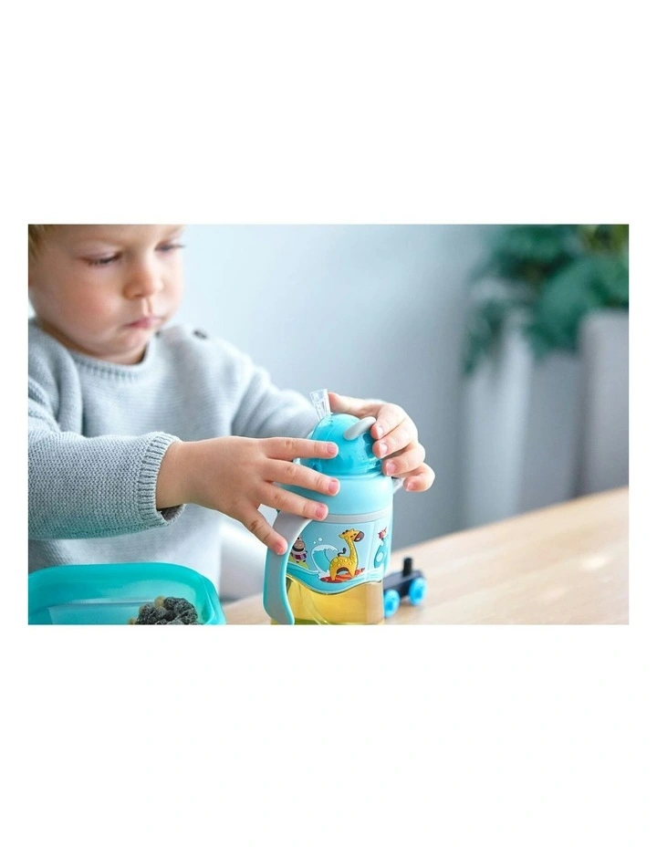 2-Stage Tritan Straw Bottle With Grip Handles (0+) in Blue image 4