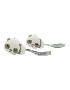 Pebbles Panda Palm Grasp Cutlery Set 18m in Grey