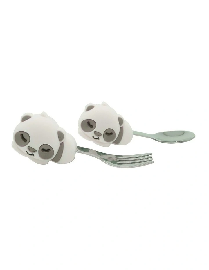 Pebbles Panda Palm Grasp Cutlery Set 18m in Grey image 1