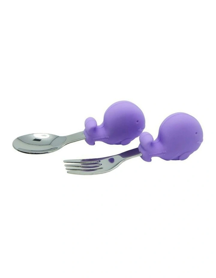 Willo Whale Palm Grasp Cutlery Spoon Set 18m in Lilac image 1