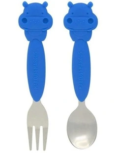 Silicone Cutlery Dinner Set (3  Years) in Blue