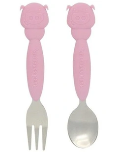 Silicone Children's Cutlery Dinner Set (3  Years) in Pink