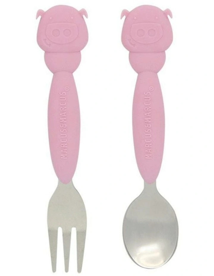 Silicone Children's Cutlery Dinner Set (3 Years) in Pink image 1