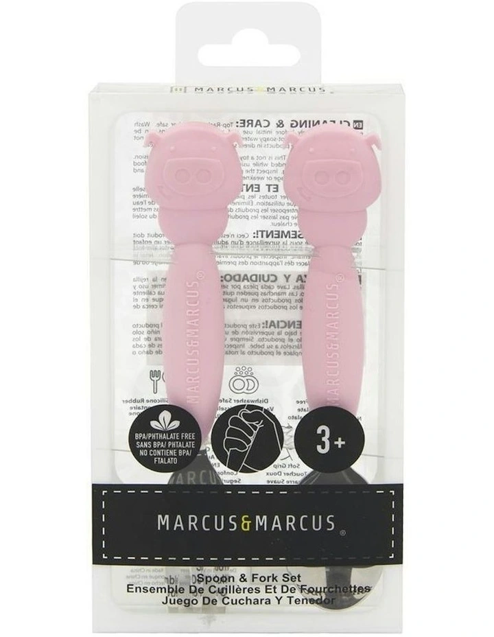 Silicone Children's Cutlery Dinner Set (3 Years) in Pink image 2