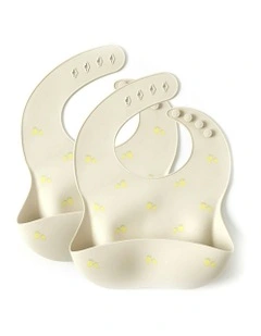 Lemon Portable Silicone Bibs Set 22.5x30cm 0+ in Beige