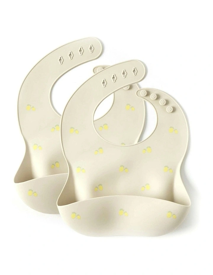Lemon Portable Silicone Bibs Set 22.5x30cm 0+ in Beige image 1