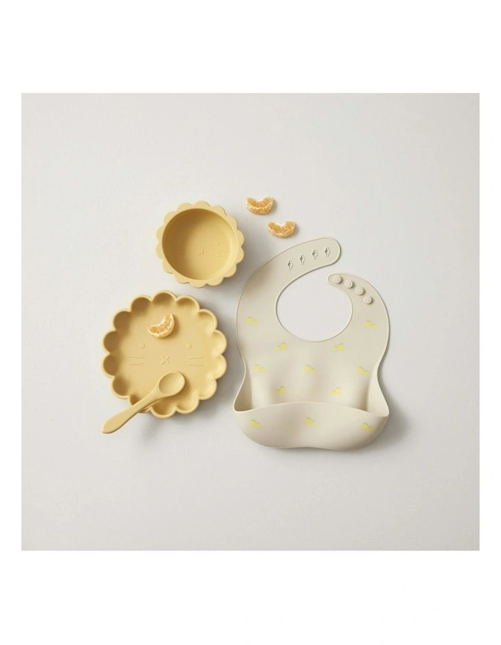 Lemon Portable Silicone Bibs Set 22.5x30cm 0+ in Beige image 2