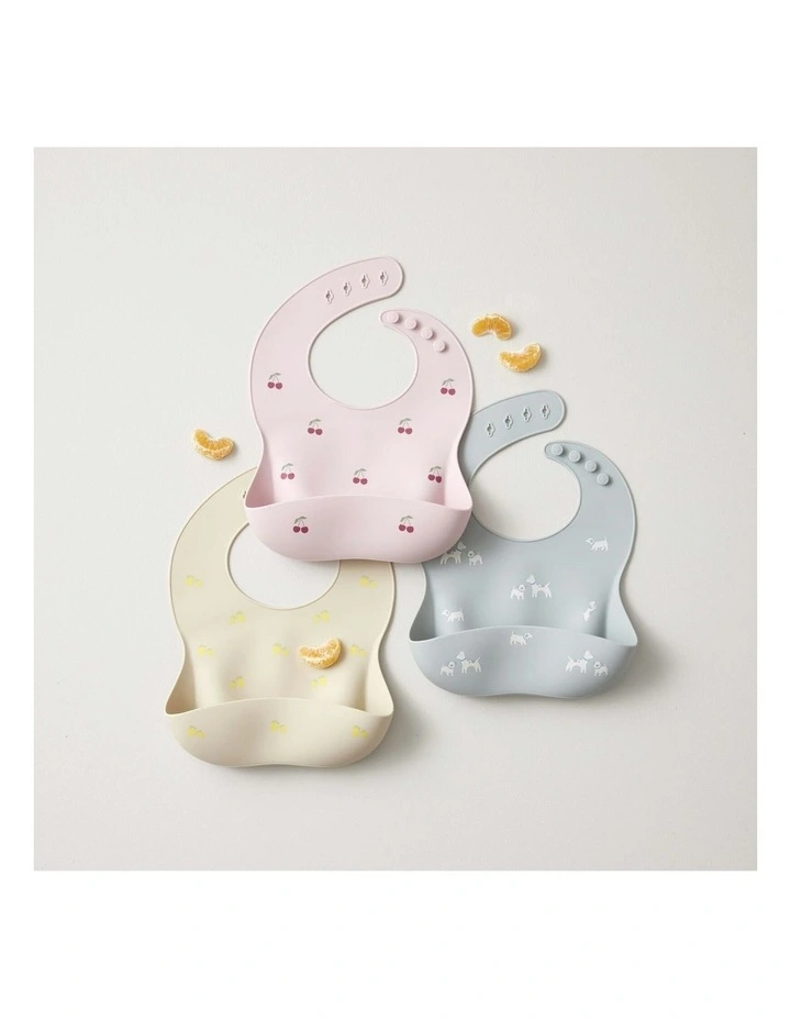 Lemon Portable Silicone Bibs Set 22.5x30cm 0+ in Beige image 3