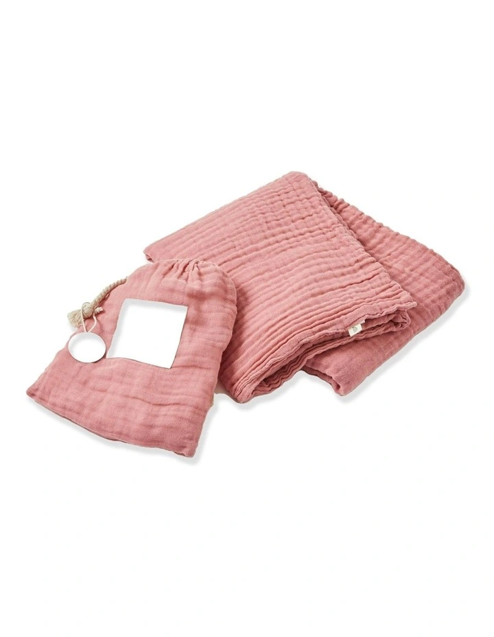 Muslin Cotton Double Blanket in Dusty Rose image 1